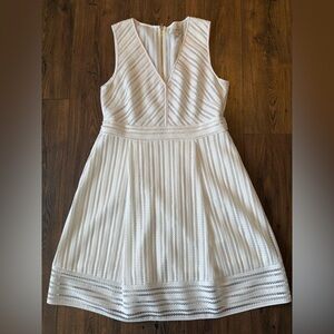 J.CREW Women's Sleeveless White Eyelet Striped Fit & Flare Dress Size 12